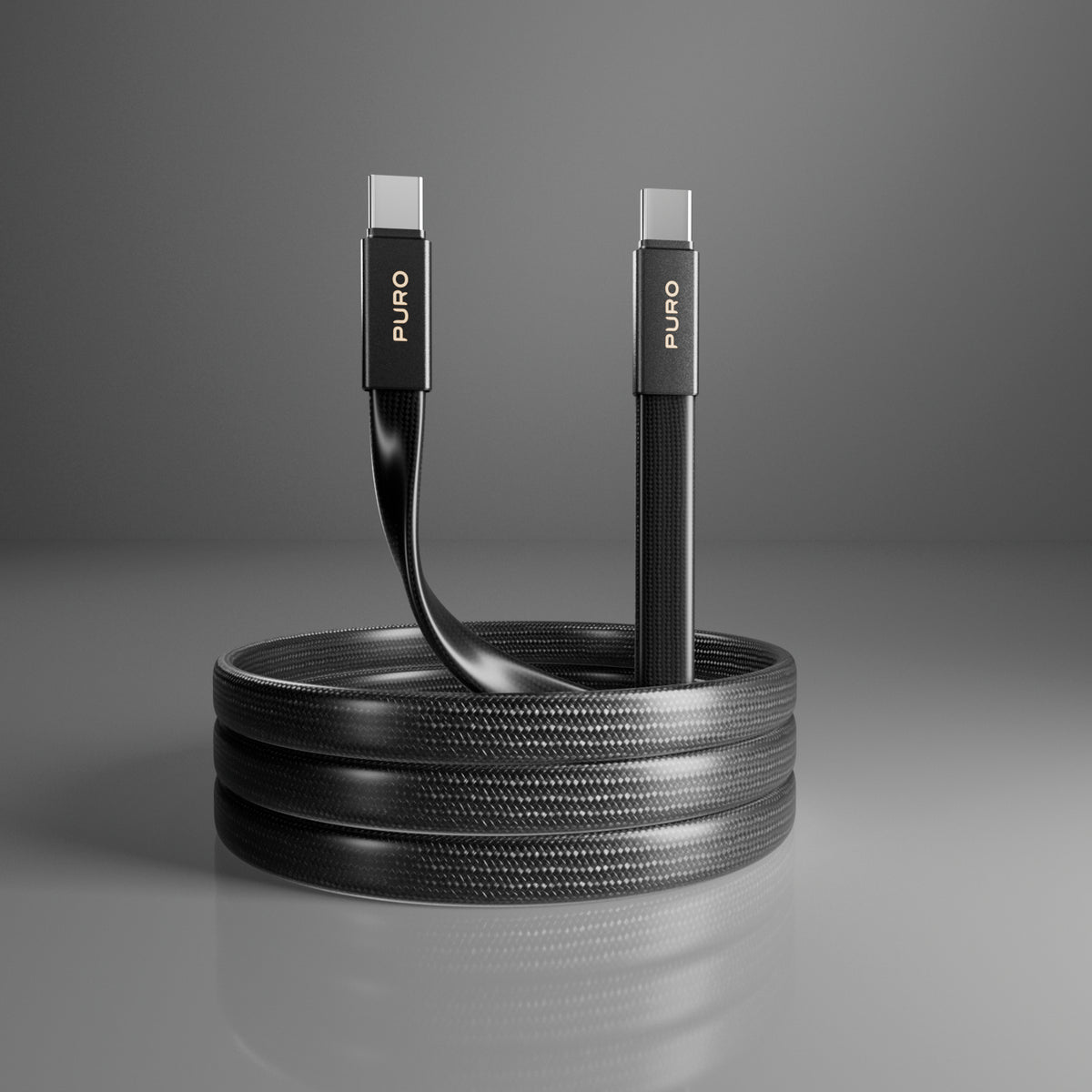 Slim braided fabric cable, USB-C 2.0 to USB-C 2.0, 1m