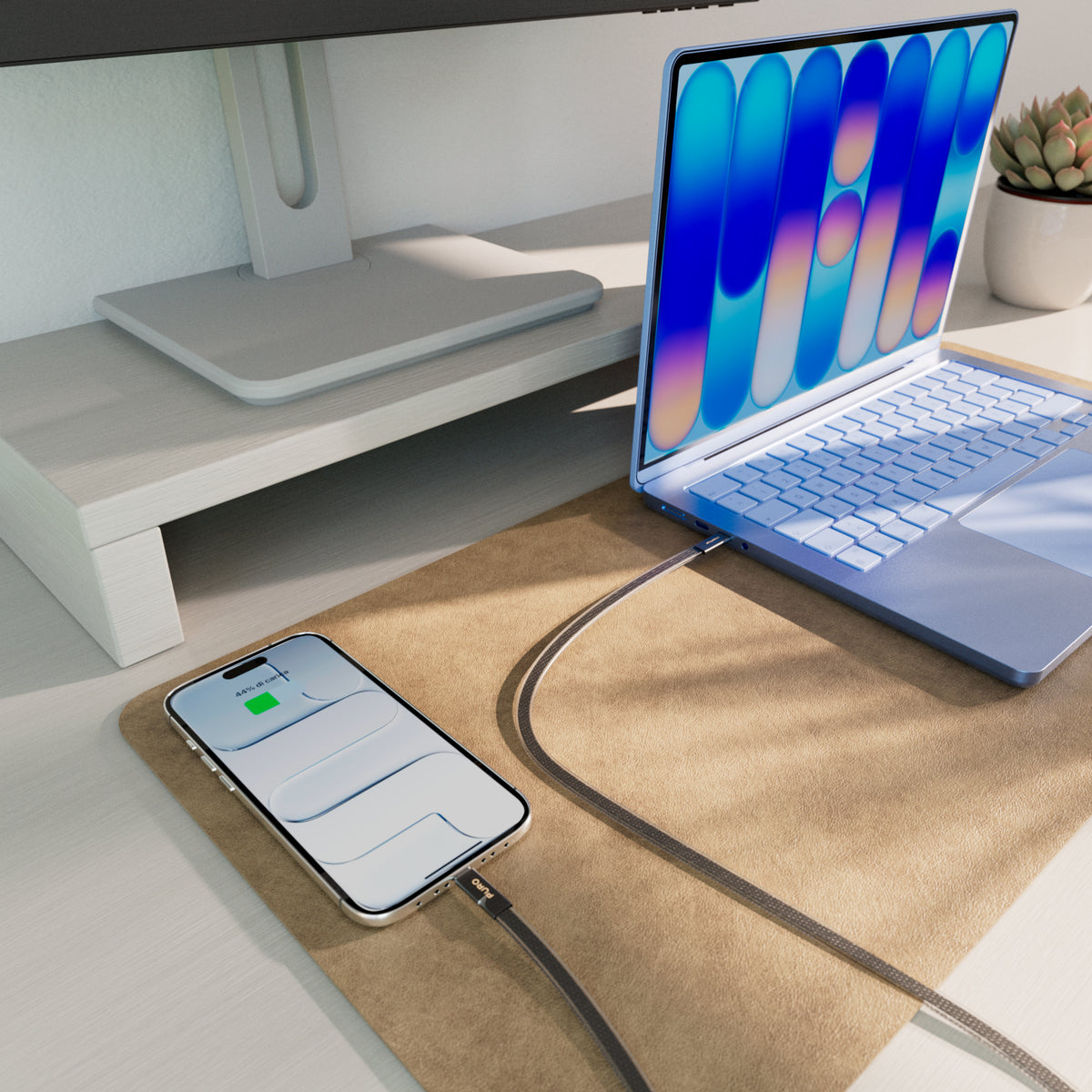 Slim braided fabric cable, USB-C 2.0 to USB-C 2.0, 1m