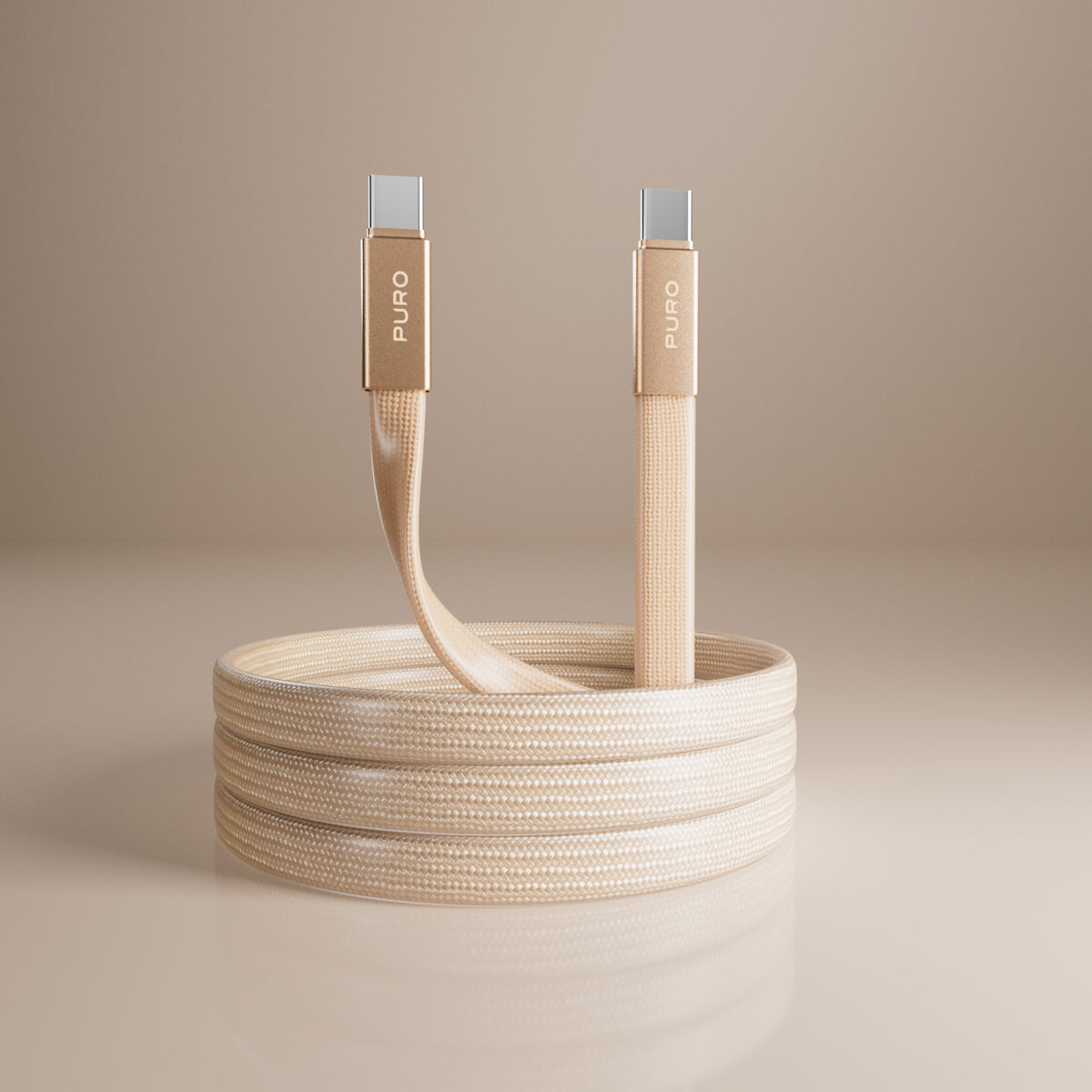 Slim braided fabric cable, USB-C 2.0 to USB-C 2.0, 1m