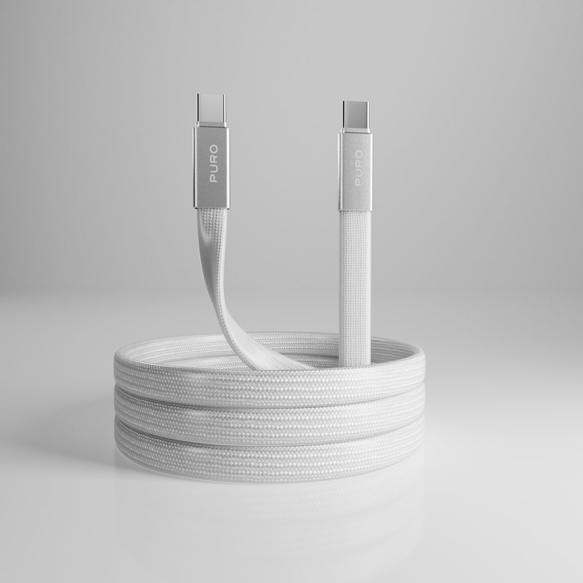 Slim braided fabric cable, USB-C 2.0 to USB-C 2.0, 1m