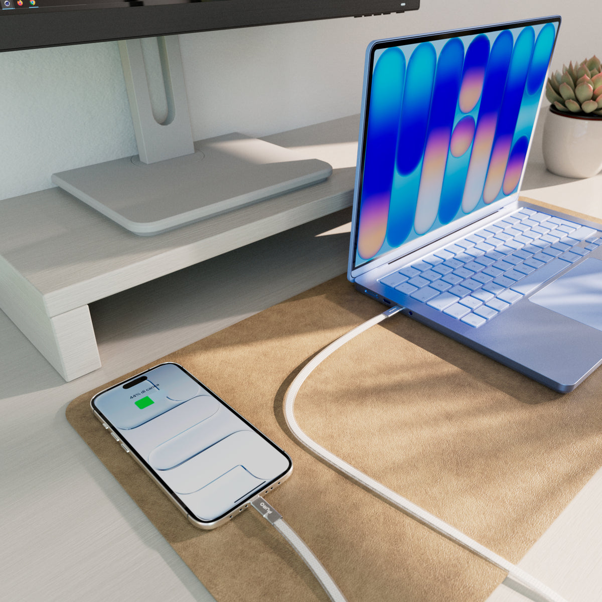 Slim braided fabric cable, USB-C 2.0 to USB-C 2.0, 1m