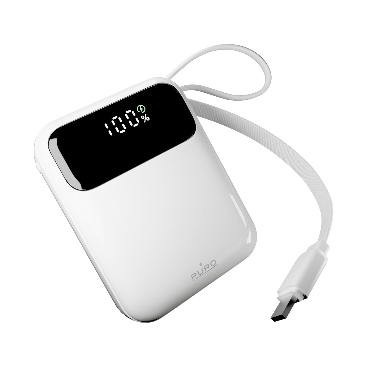 LCD Power Duo 10 20 W 10,000 mAh power bank, with built-in cables and display