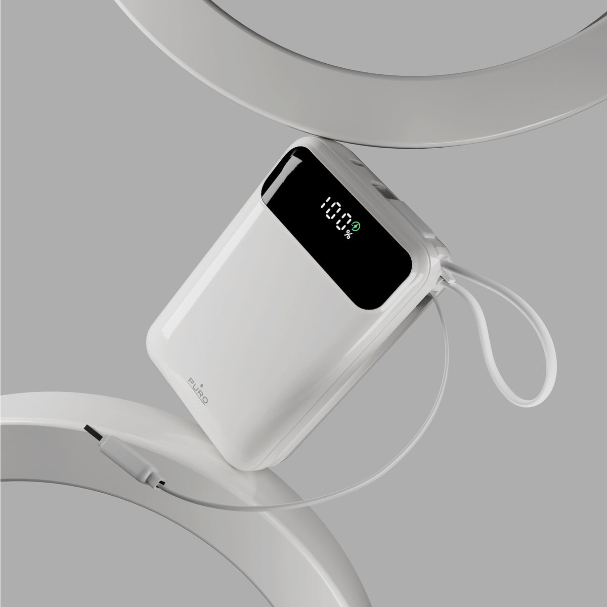 Puro Power Duo 20 20,000 mAh 45 W power bank with LCD and built-in USB-C cables