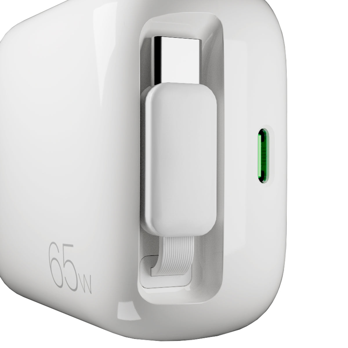 Caricatore GaN 65W con cavo USB‑C retrattile