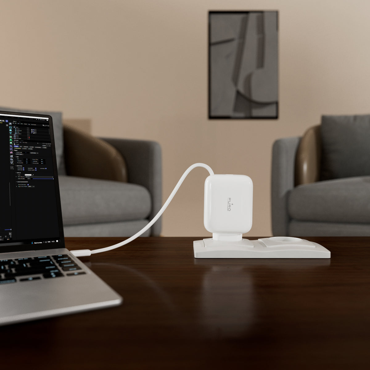Caricatore GaN 65W con cavo USB‑C retrattile