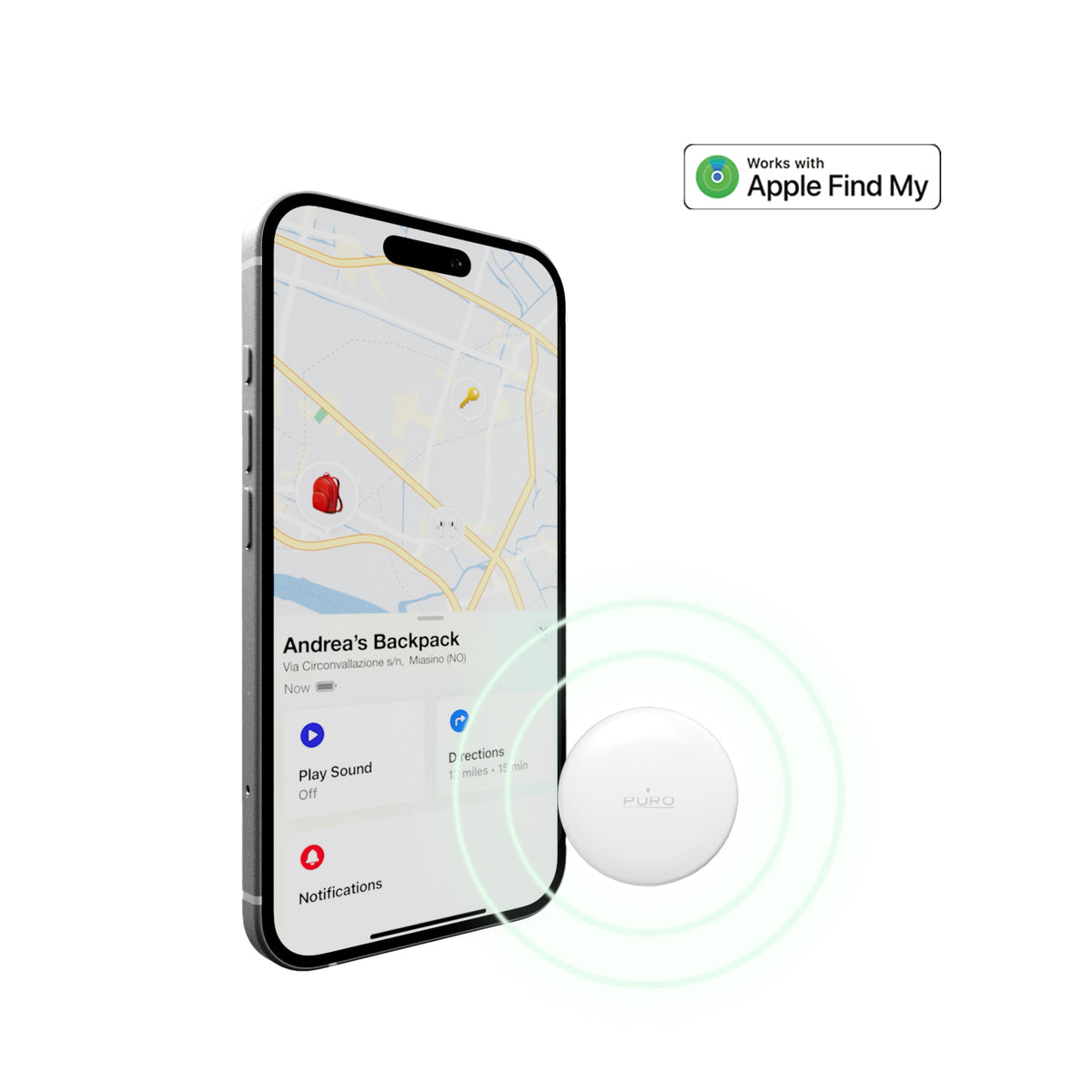 Smart Tracker Find Me Mini, compatibile con Apple Dov'è