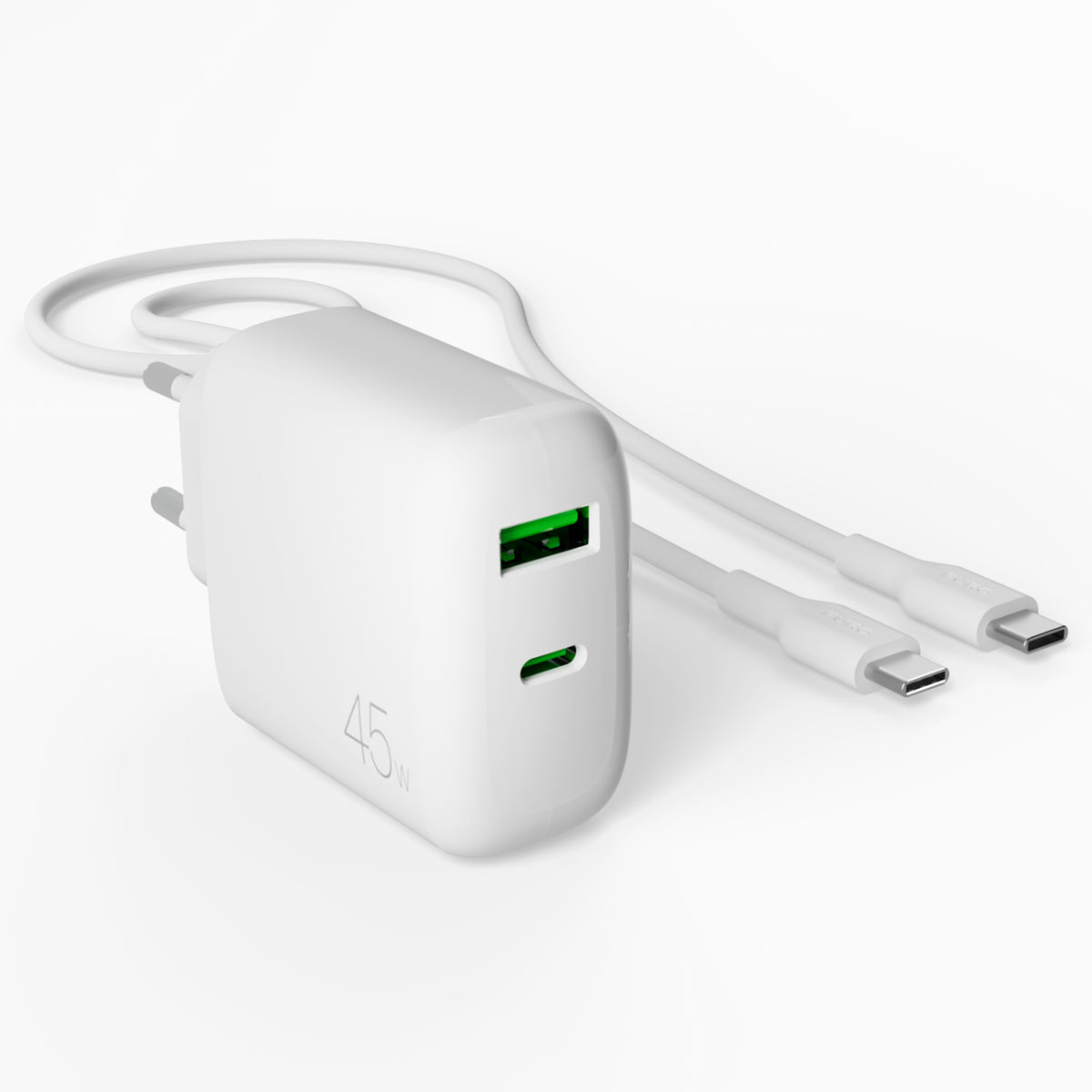 Kit Energia 45W USB‑A/USB‑C + cavo USB‑C