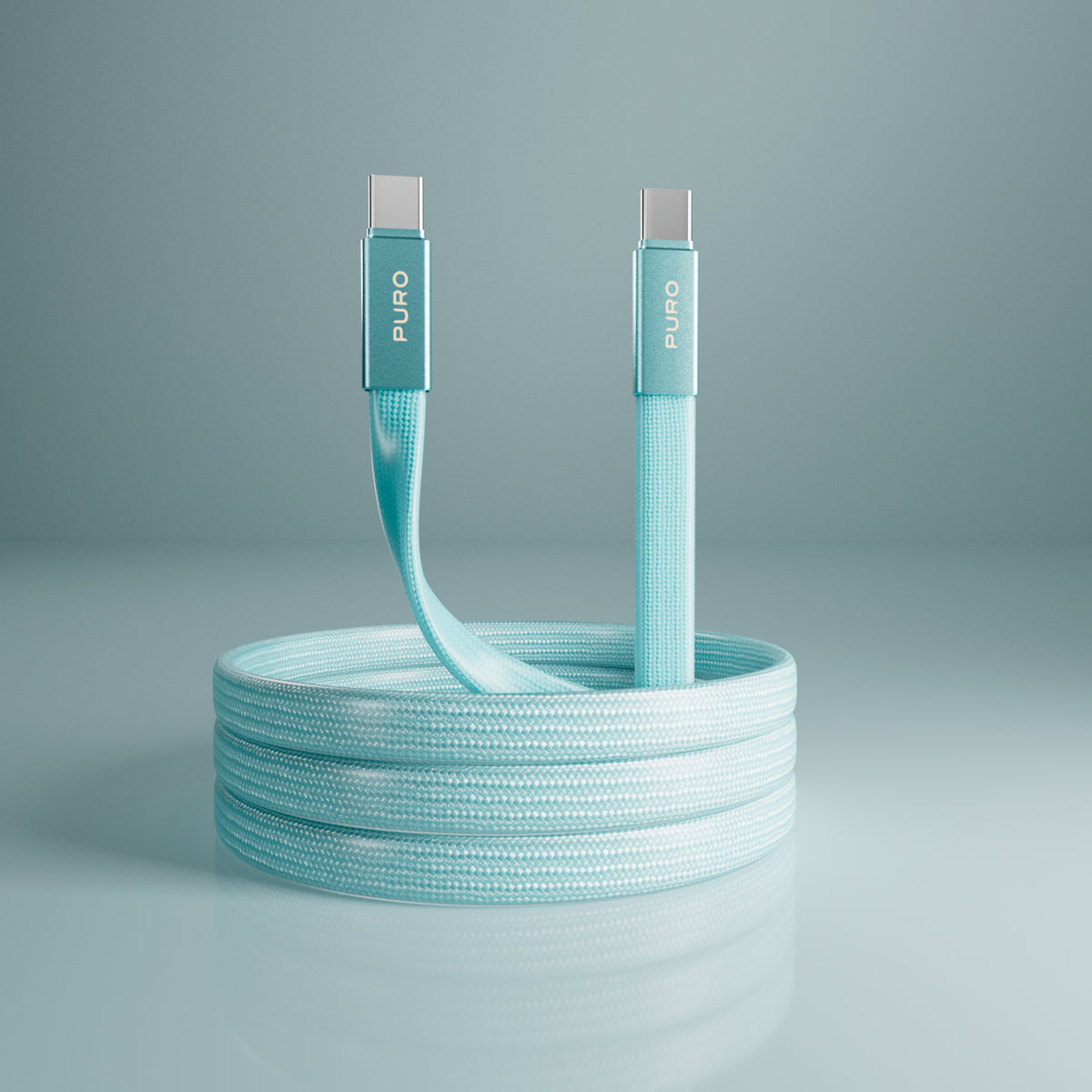 Slim braided fabric cable, USB-C 2.0 to USB-C 2.0, 1m