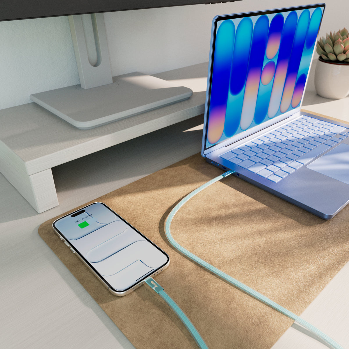 Slim braided fabric cable, USB-C 2.0 to USB-C 2.0, 1m