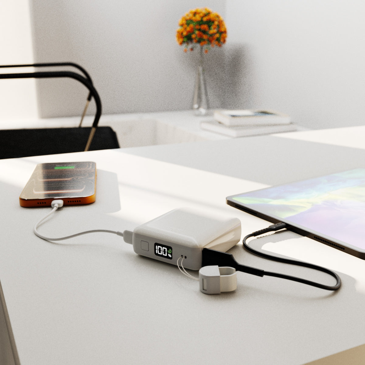 Power Bank 10000 mAh with USB-C cable and LCD display
