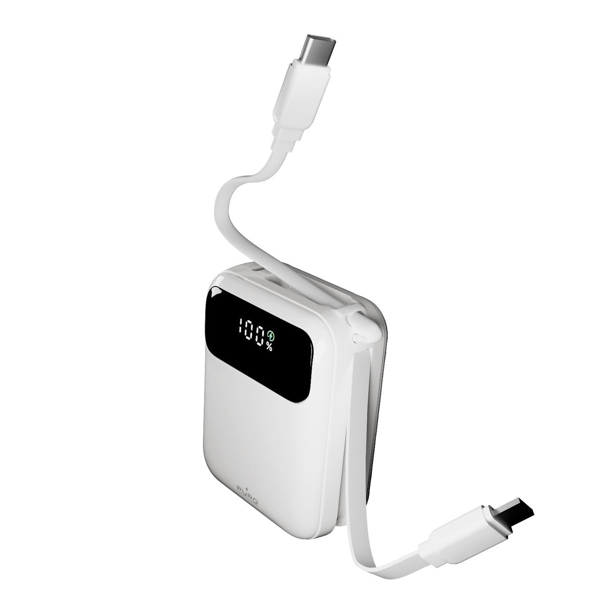 LCD Power Duo 10 20 W 10,000 mAh power bank, with built-in cables and display