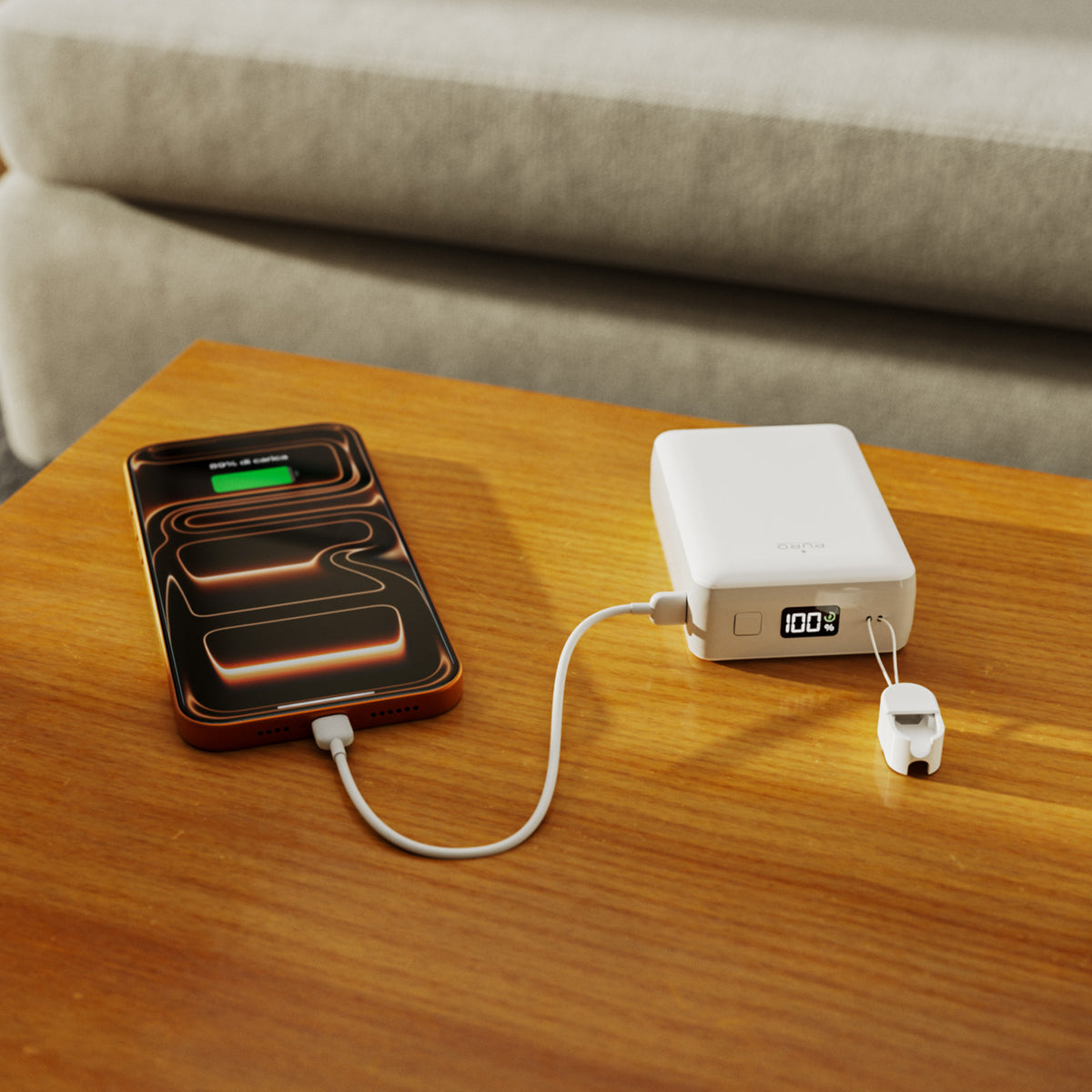 Mini Power Bank "Power Cube 20" 20000 mAh avec écran LCD intégré et câble USB-C