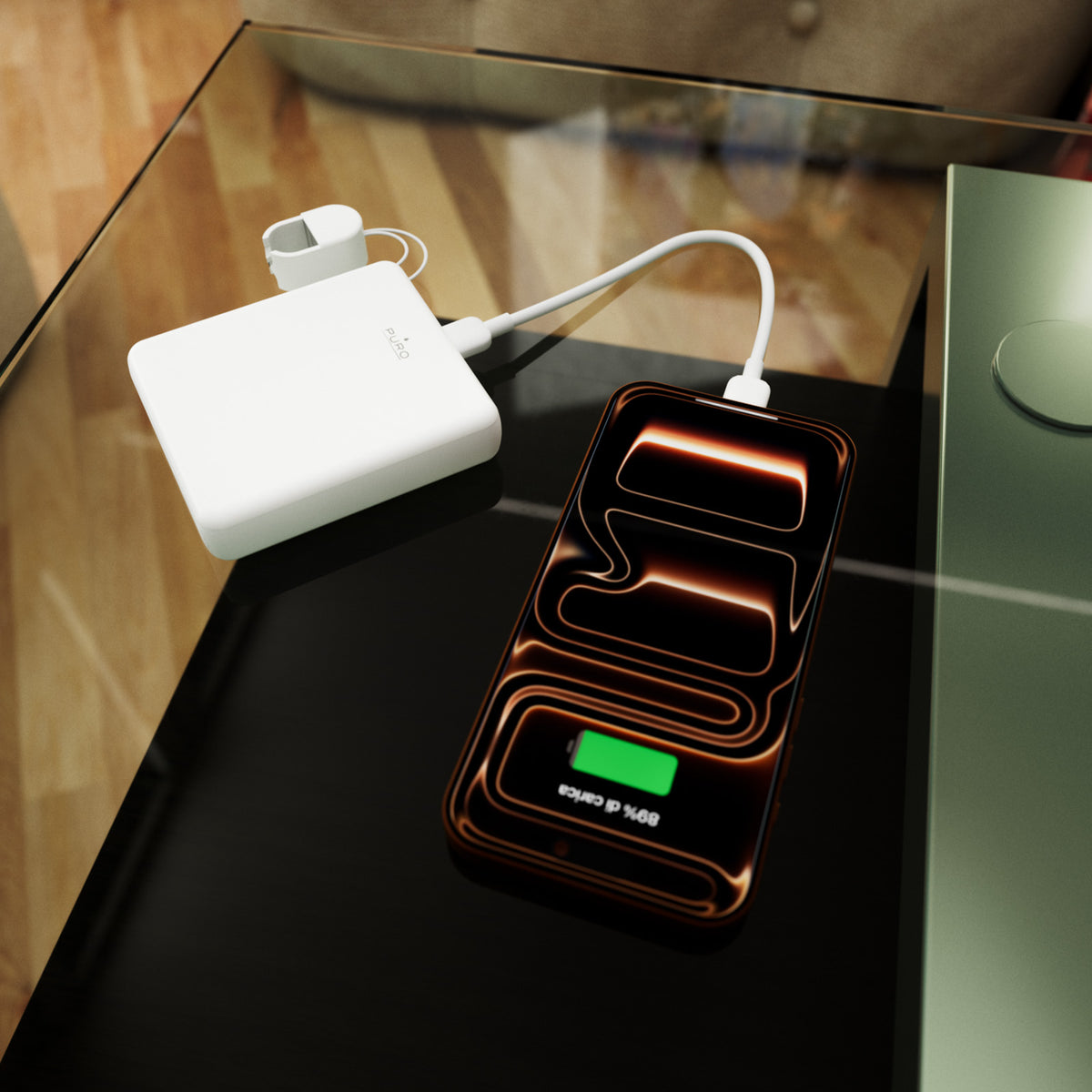 Batterie externe "Power Cube 5" 5000 mAh avec port USB-C et câble amovible