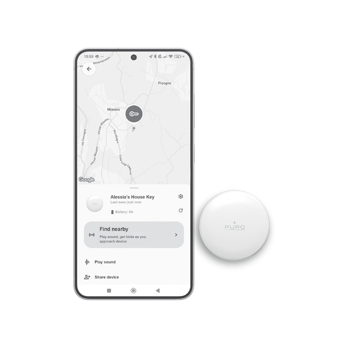 Smart tracker Find Me Mini Dual, compatibile con Apple e Android