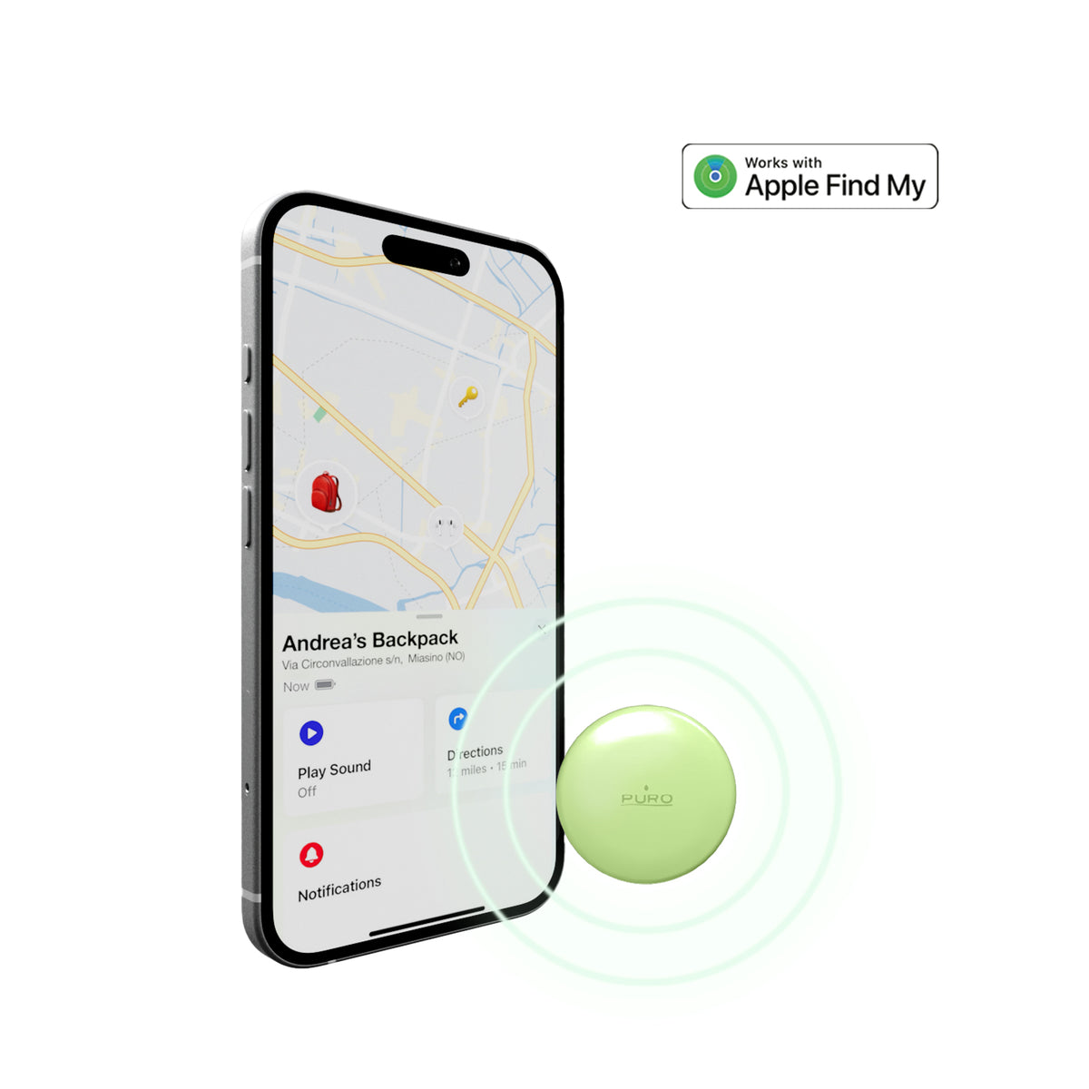 Smart Tracker Find Me Mini, compatibile con Apple Dov'è