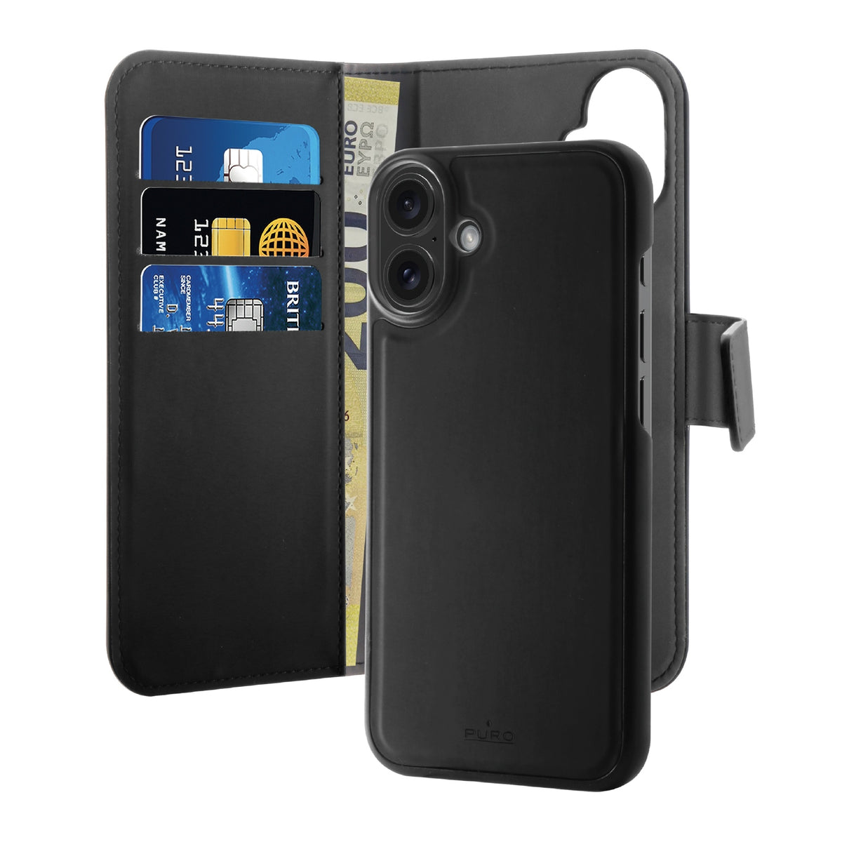 Custodia Wallet Detachable 2 in 1 per iPhone 16 Plus