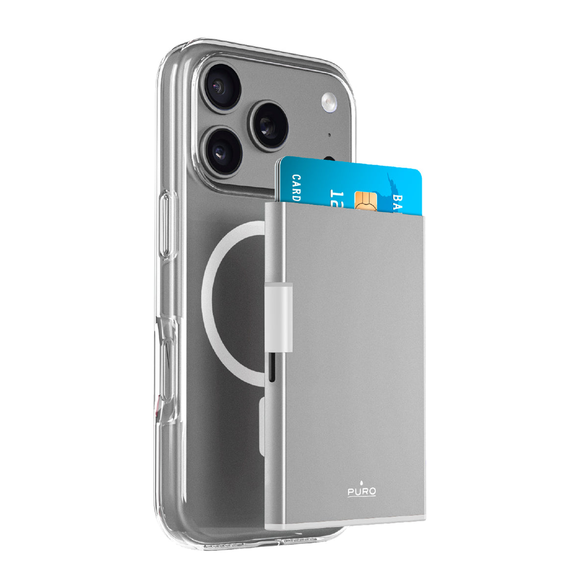 Mag Wallet Slide portacarte magnetico in alluminio, compatibile MagSafe, fino a 3 carte